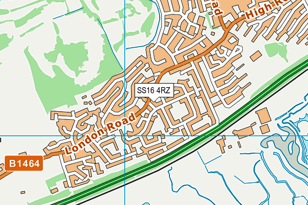 SS16 4RZ map - OS VectorMap District (Ordnance Survey)