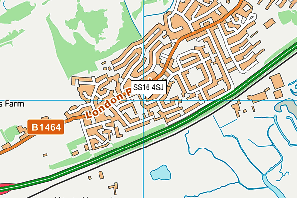 SS16 4SJ map - OS VectorMap District (Ordnance Survey)