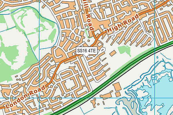 SS16 4TE map - OS VectorMap District (Ordnance Survey)