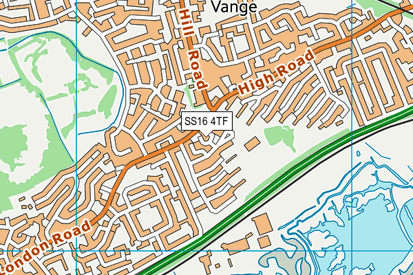 SS16 4TF map - OS VectorMap District (Ordnance Survey)