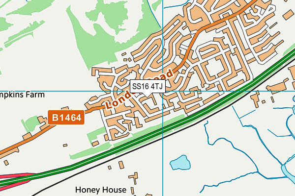 SS16 4TJ map - OS VectorMap District (Ordnance Survey)