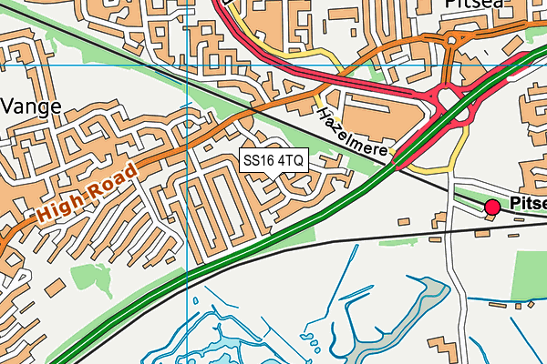 SS16 4TQ map - OS VectorMap District (Ordnance Survey)