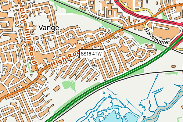 SS16 4TW map - OS VectorMap District (Ordnance Survey)
