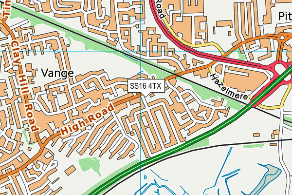 SS16 4TX map - OS VectorMap District (Ordnance Survey)