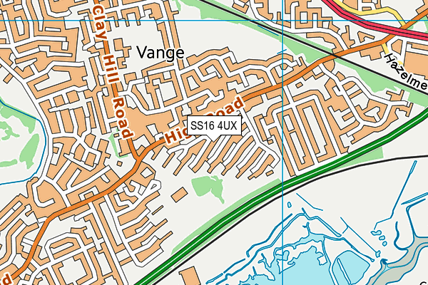 SS16 4UX map - OS VectorMap District (Ordnance Survey)