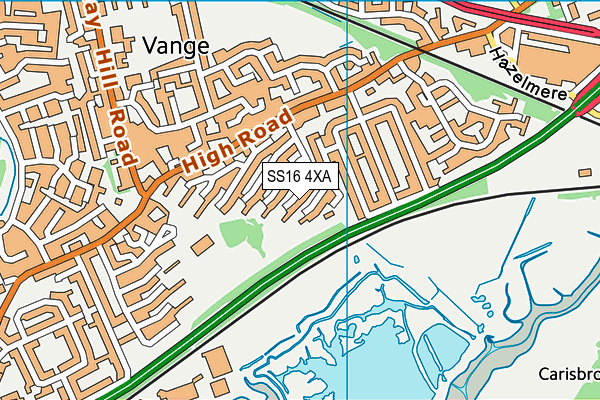 SS16 4XA map - OS VectorMap District (Ordnance Survey)