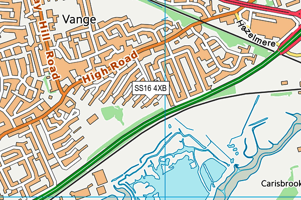 SS16 4XB map - OS VectorMap District (Ordnance Survey)