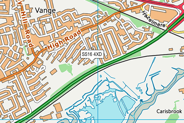 SS16 4XD map - OS VectorMap District (Ordnance Survey)