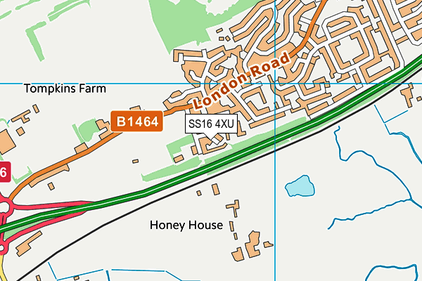 SS16 4XU map - OS VectorMap District (Ordnance Survey)