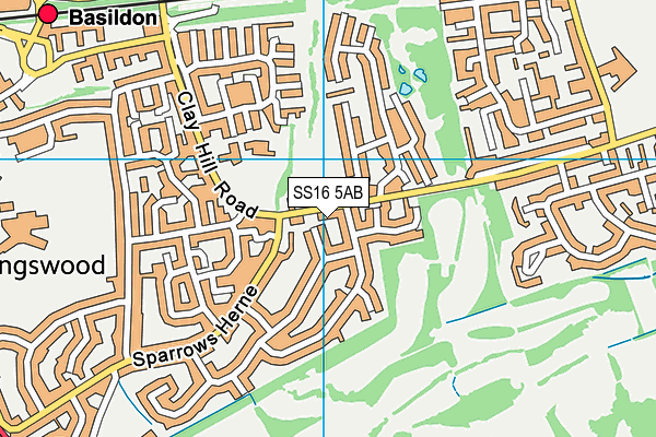 SS16 5AB map - OS VectorMap District (Ordnance Survey)