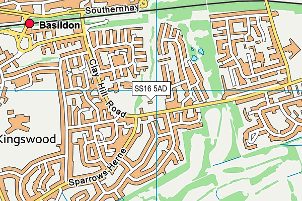 SS16 5AD map - OS VectorMap District (Ordnance Survey)