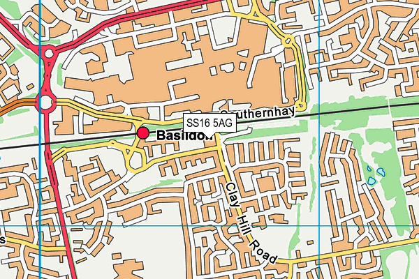 SS16 5AG map - OS VectorMap District (Ordnance Survey)