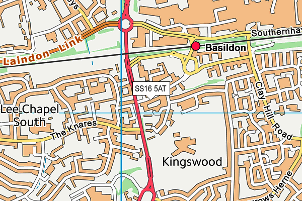 SS16 5AT map - OS VectorMap District (Ordnance Survey)