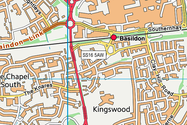 SS16 5AW map - OS VectorMap District (Ordnance Survey)