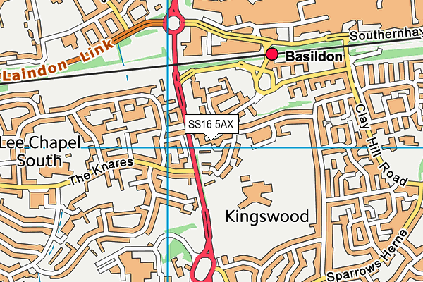 SS16 5AX map - OS VectorMap District (Ordnance Survey)