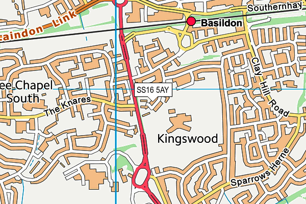 SS16 5AY map - OS VectorMap District (Ordnance Survey)