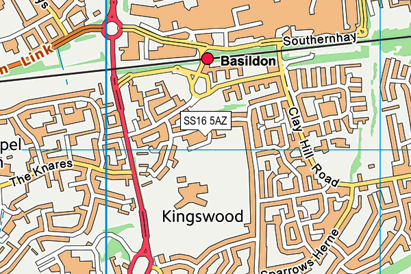 SS16 5AZ map - OS VectorMap District (Ordnance Survey)