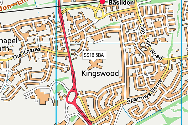 Woodlands School (Basildon) map (SS16 5BA) - OS VectorMap District (Ordnance Survey)