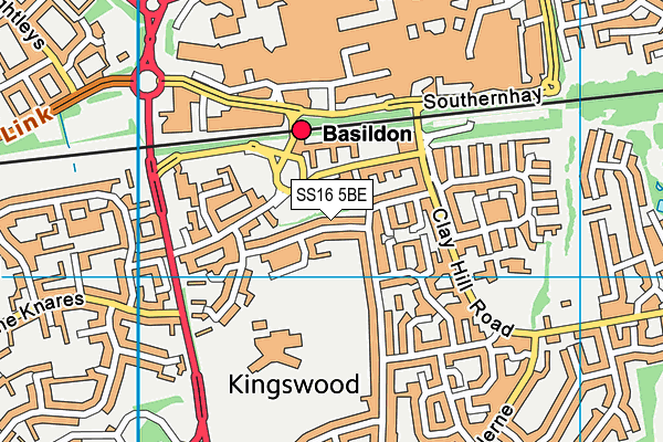 SS16 5BE map - OS VectorMap District (Ordnance Survey)