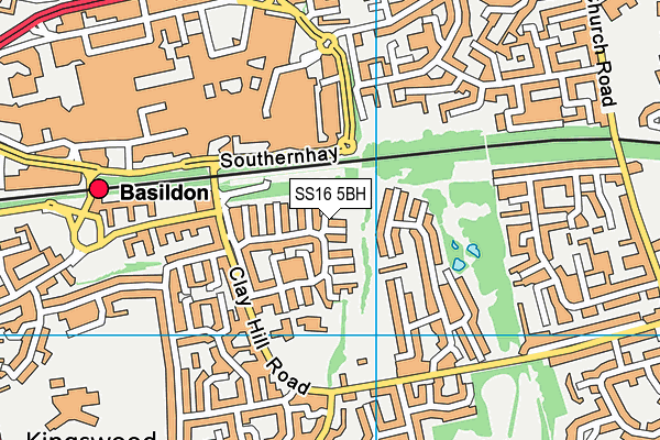 SS16 5BH map - OS VectorMap District (Ordnance Survey)