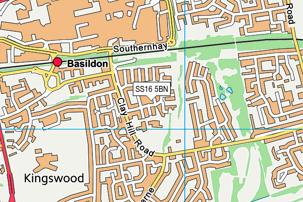 SS16 5BN map - OS VectorMap District (Ordnance Survey)