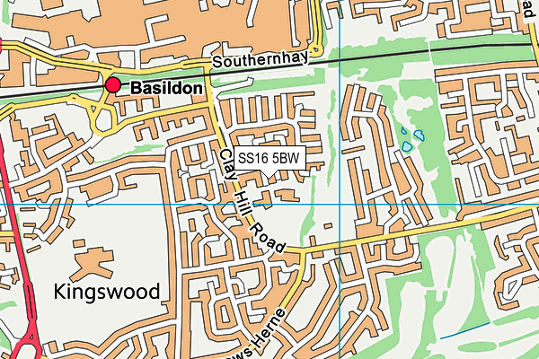 SS16 5BW map - OS VectorMap District (Ordnance Survey)