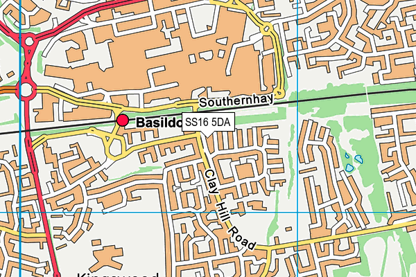 SS16 5DA map - OS VectorMap District (Ordnance Survey)