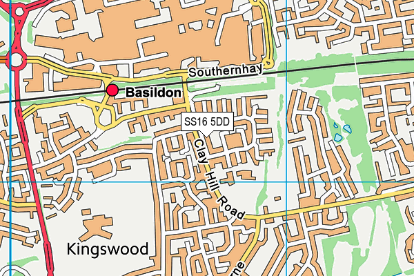 SS16 5DD map - OS VectorMap District (Ordnance Survey)