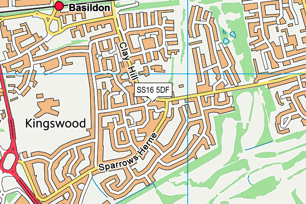SS16 5DF map - OS VectorMap District (Ordnance Survey)