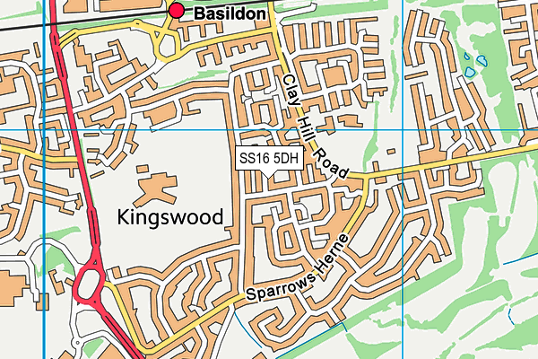 SS16 5DH map - OS VectorMap District (Ordnance Survey)