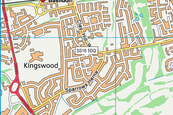 SS16 5DQ map - OS VectorMap District (Ordnance Survey)