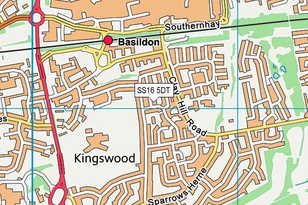 SS16 5DT map - OS VectorMap District (Ordnance Survey)