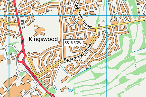 SS16 5DW map - OS VectorMap District (Ordnance Survey)