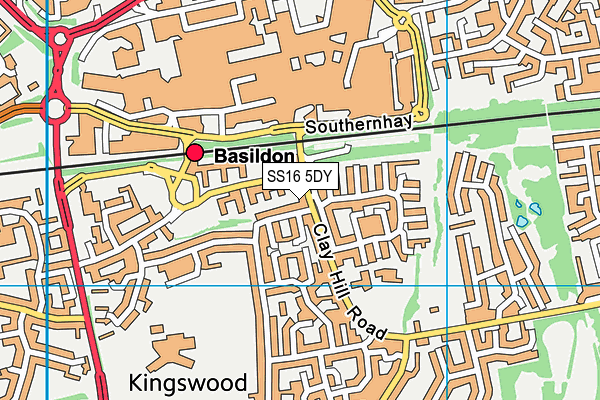 SS16 5DY map - OS VectorMap District (Ordnance Survey)