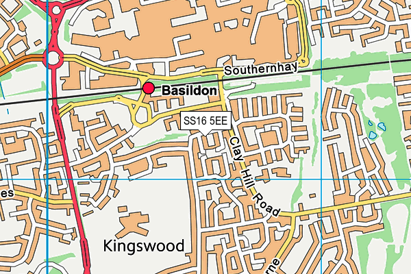 SS16 5EE map - OS VectorMap District (Ordnance Survey)