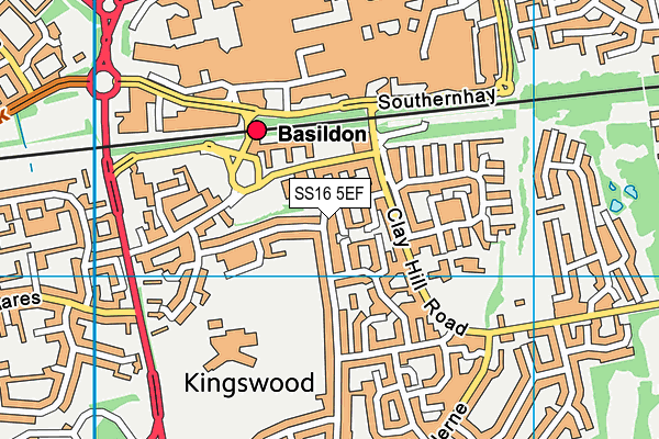 SS16 5EF map - OS VectorMap District (Ordnance Survey)