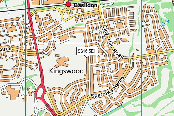 SS16 5EH map - OS VectorMap District (Ordnance Survey)