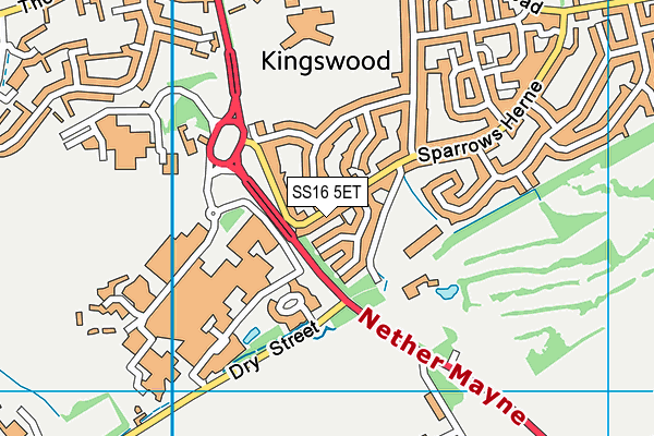 SS16 5ET map - OS VectorMap District (Ordnance Survey)