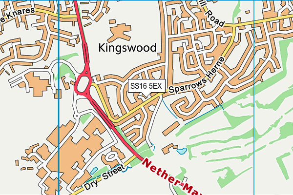 SS16 5EX map - OS VectorMap District (Ordnance Survey)