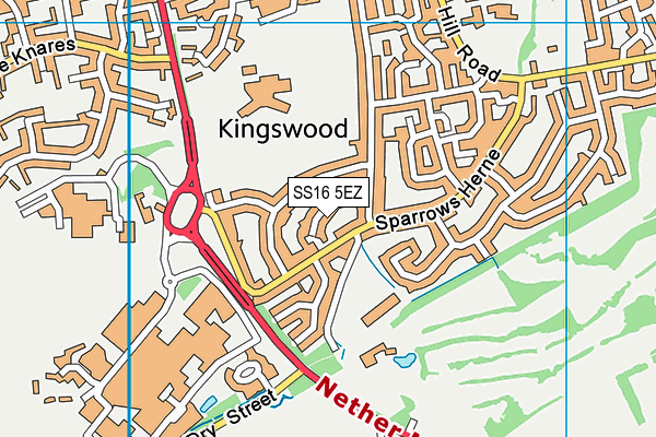 SS16 5EZ map - OS VectorMap District (Ordnance Survey)