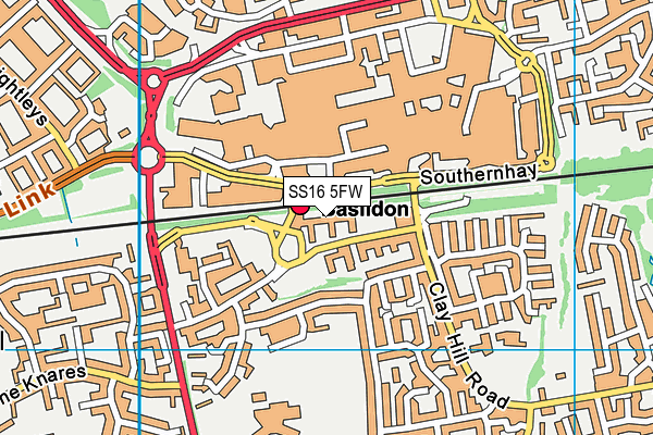 SS16 5FW map - OS VectorMap District (Ordnance Survey)