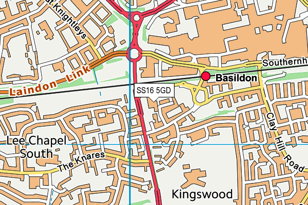 SS16 5GD map - OS VectorMap District (Ordnance Survey)