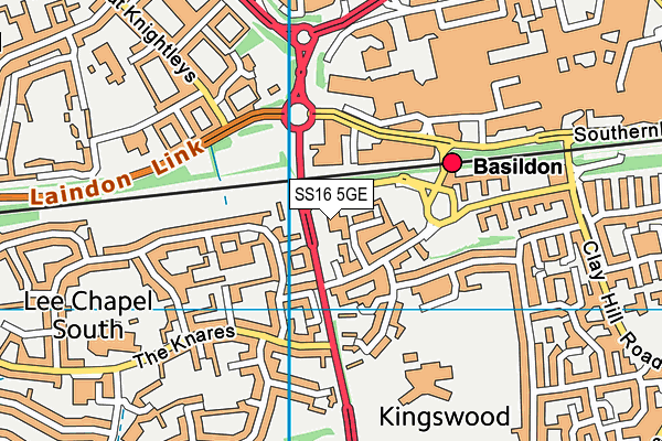 SS16 5GE map - OS VectorMap District (Ordnance Survey)