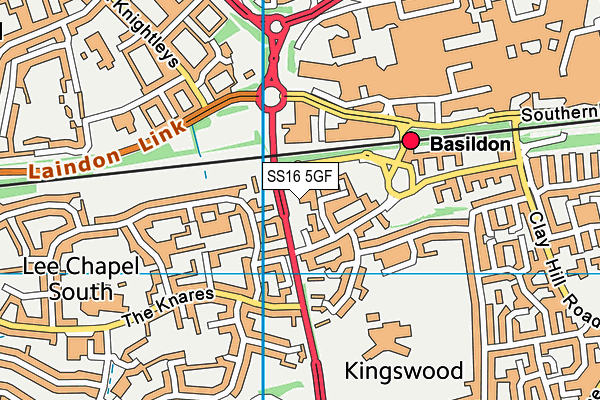 SS16 5GF map - OS VectorMap District (Ordnance Survey)