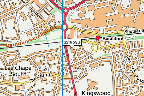 SS16 5GG map - OS VectorMap District (Ordnance Survey)