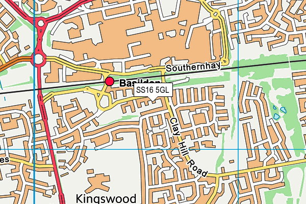 SS16 5GL map - OS VectorMap District (Ordnance Survey)