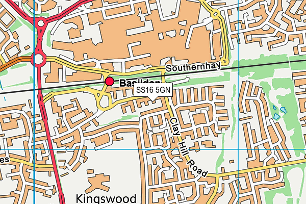 SS16 5GN map - OS VectorMap District (Ordnance Survey)