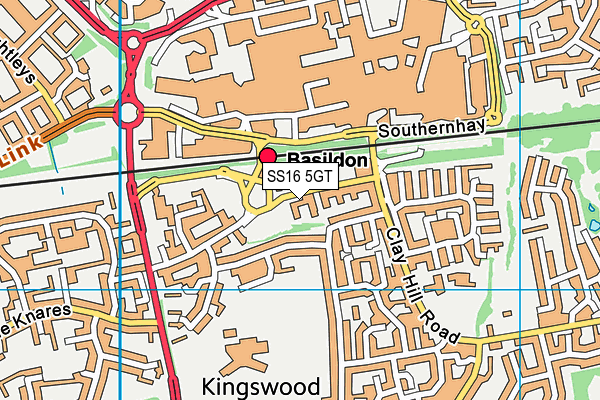 SS16 5GT map - OS VectorMap District (Ordnance Survey)