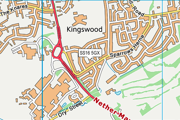 SS16 5GX map - OS VectorMap District (Ordnance Survey)