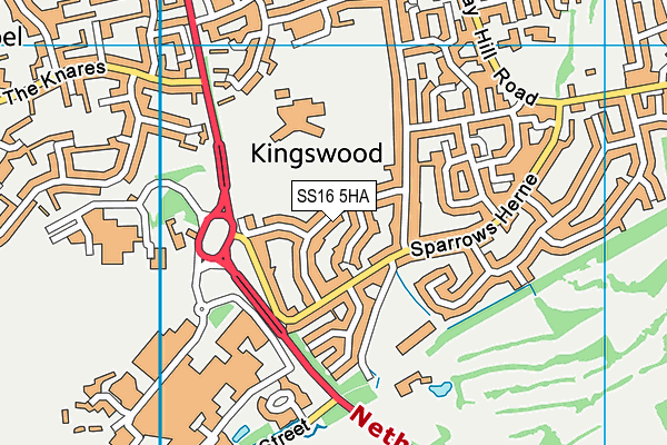 SS16 5HA map - OS VectorMap District (Ordnance Survey)